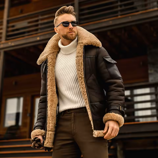 Plush Zipper Jacket with Long Sleeves and Turn-Down Collar