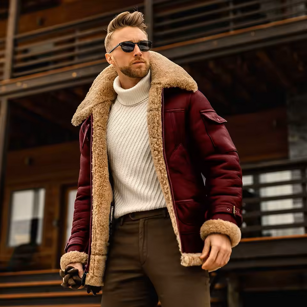 Plush Zipper Jacket with Long Sleeves and Turn-Down Collar