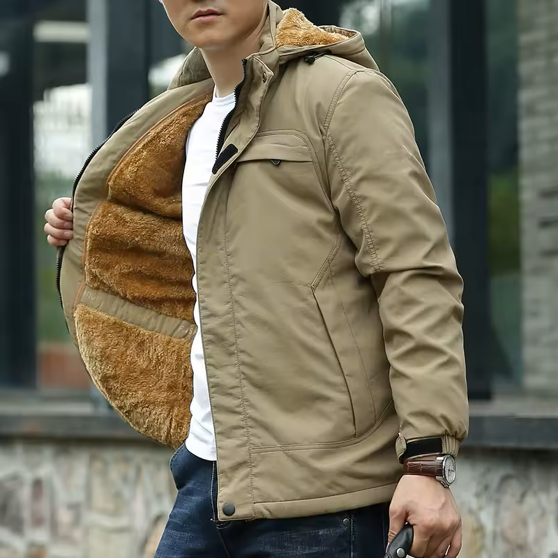 Men's Khaki Parka Winter Jacket - Large & Extra Large Sizes - Stylish & Warm Snowboard Outerwear
