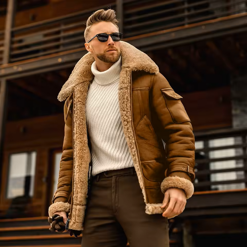 Plush Zipper Jacket with Long Sleeves and Turn-Down Collar