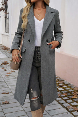 Elegant Women's Double Breasted Long Coat - Stylish & Warm Outerwear for Fall & Winter