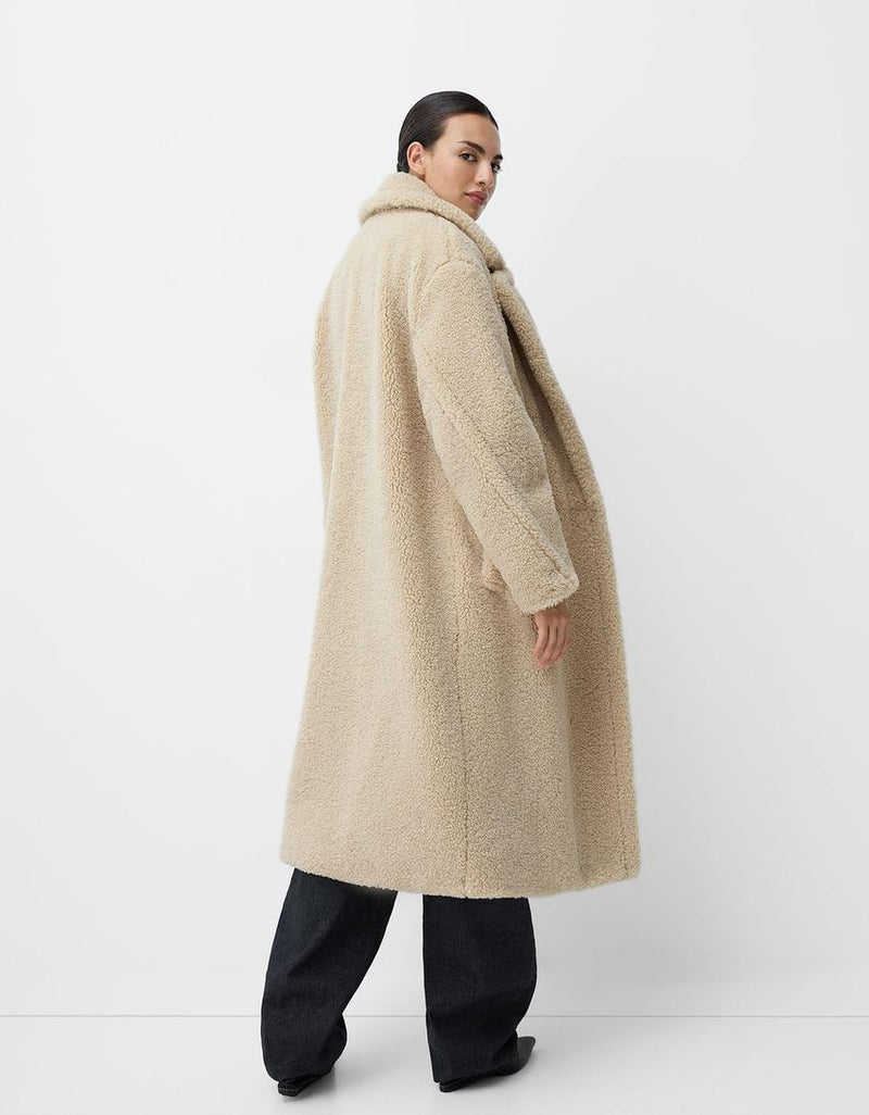 Cozy Women's Oversized Teddy Fur Winter Coat with Lapel Collar & Button Front - Perfect for Cold Weather