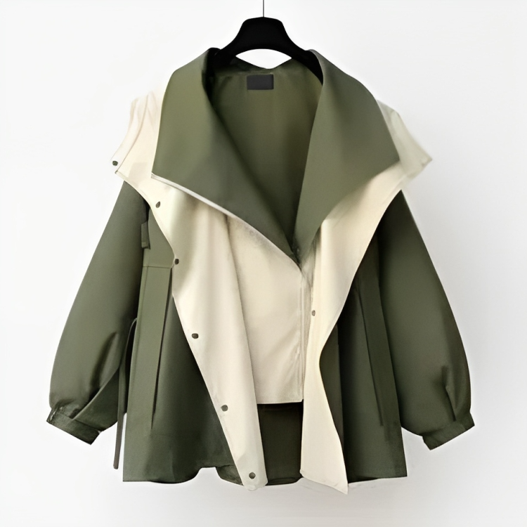 Women's Waterproof Windbreaker Jacket with Stylish Layered Hood - Lightweight & Breathable Outdoor Jacket