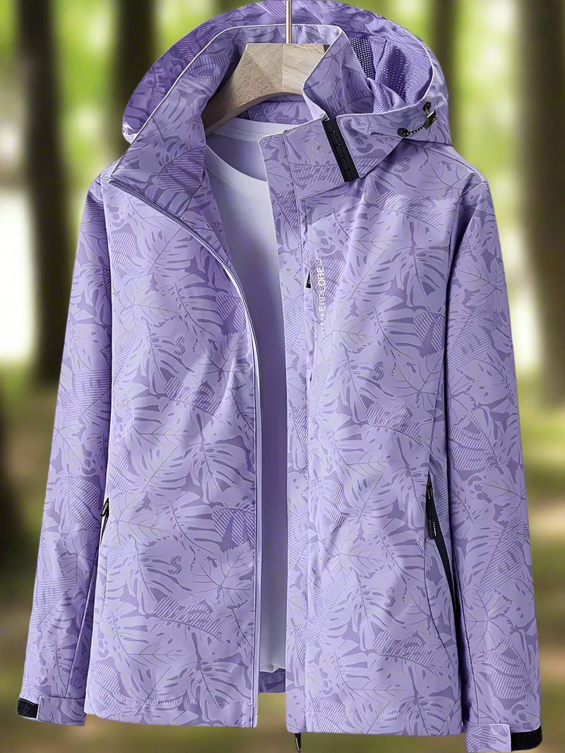 Women's Waterproof Hooded Rain Jacket with Zippered Pockets - Lightweight & Breathable Outdoor Coat