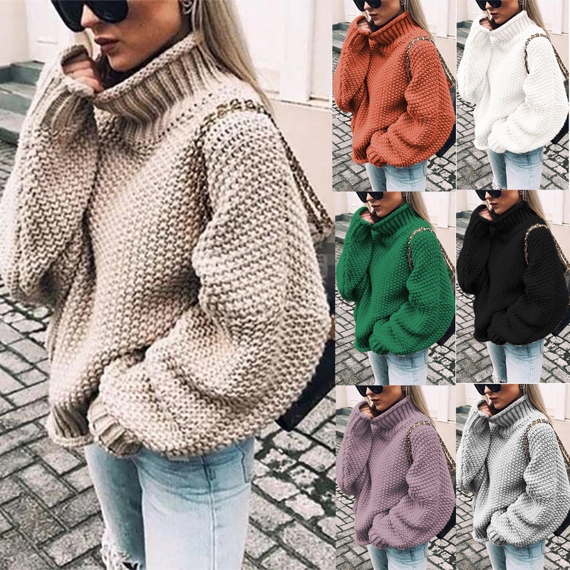 Women's Oversized Chunky Knit Turtleneck Sweater - Cozy, Stylish, and Perfect for Fall/Winter Fashion