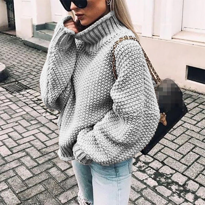 Women's Oversized Chunky Knit Turtleneck Sweater - Cozy, Stylish, and Perfect for Fall/Winter Fashion