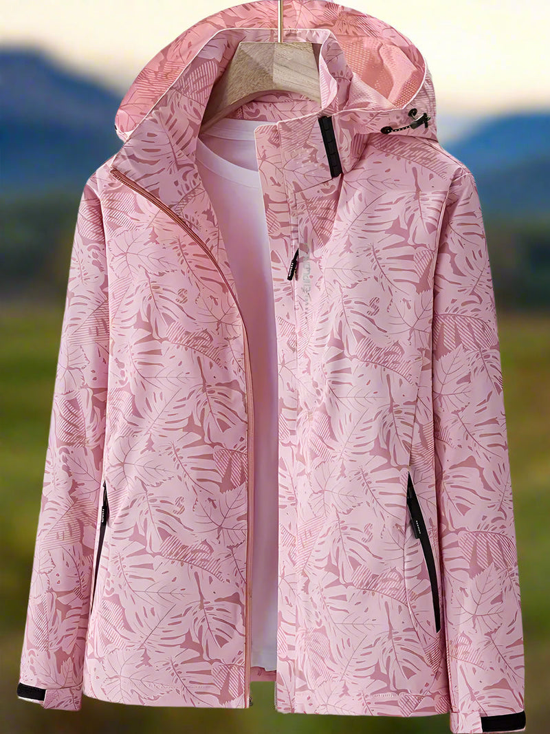 Women's Waterproof Hooded Rain Jacket with Zippered Pockets - Lightweight & Breathable Outdoor Coat