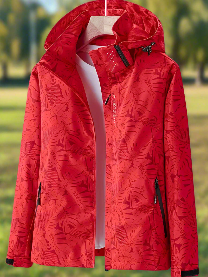 Women's Waterproof Hooded Rain Jacket with Zippered Pockets - Lightweight & Breathable Outdoor Coat