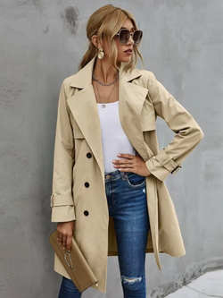 Women's Classic Double-Breasted Trench Coat - Timeless Style & Elegant Fit