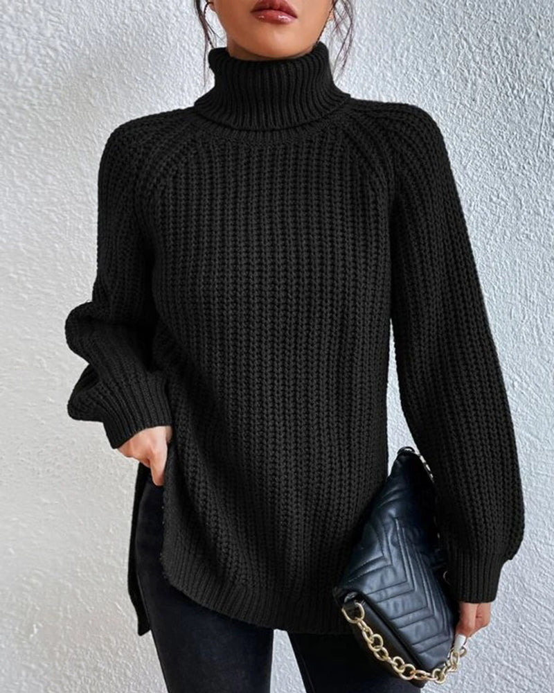 Women's Relaxed Fit Knit Turtleneck Jumper - Cozy Sweater for Fall & Winter Fashion