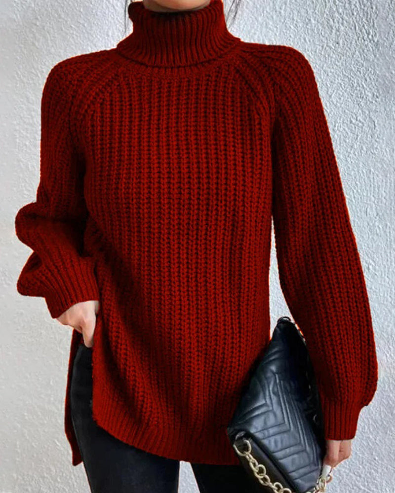 Women's Relaxed Fit Knit Turtleneck Jumper - Cozy Sweater for Fall & Winter Fashion