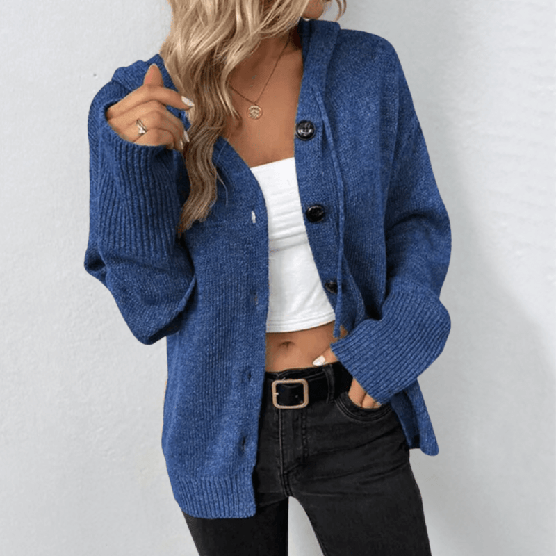 Women's Cozy Relaxed Fit Button-Up Knit Cardigan - Soft & Stylish Layering Essential