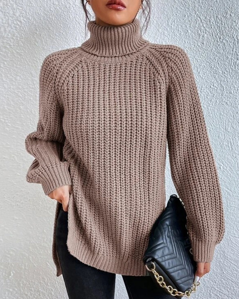 Women's Relaxed Fit Knit Turtleneck Jumper - Cozy Sweater for Fall & Winter Fashion