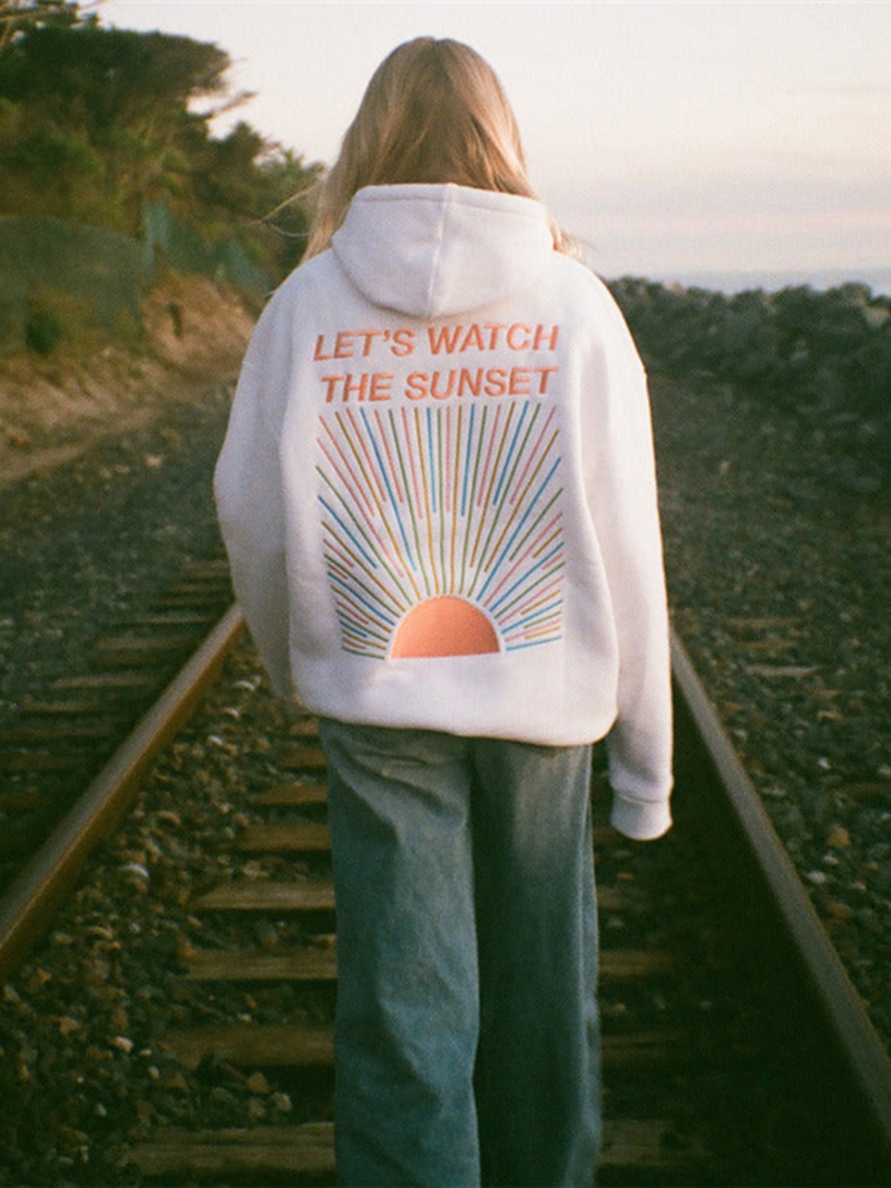 Women's Sunset-Inspired Cozy Hoodie - Perfect for Casual Wear & Outdoor Adventures