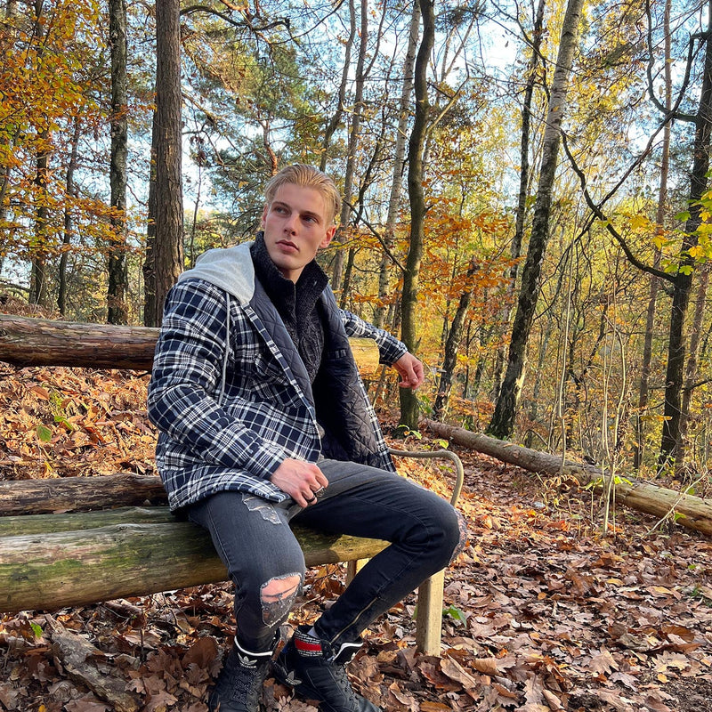 Men's Quilted Flannel Jacket with Hood - Warm, Stylish & Casual Outerwear for Cold Weather