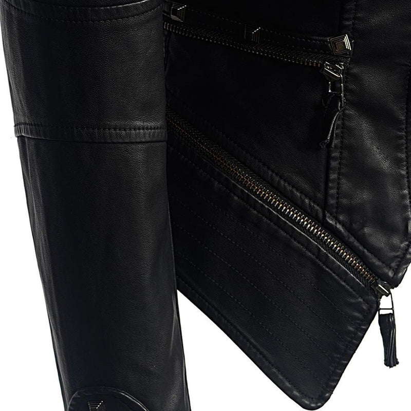 Women's Gothic Leather Jacket - Stylish Vintage Design with Unique Detailing