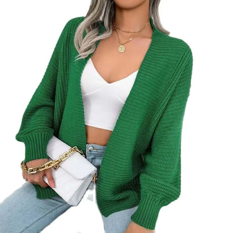 Women's Relaxed Open-Front Knit Cardigan - Long Sleeve Cozy Sweater for Everyday Wear