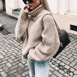 Women's Oversized Chunky Knit Turtleneck Sweater - Cozy, Stylish, and Perfect for Fall/Winter Fashion