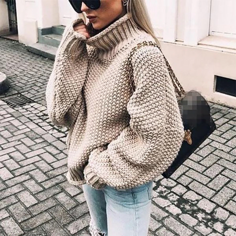 Women's Oversized Chunky Knit Turtleneck Sweater - Cozy, Stylish, and Perfect for Fall/Winter Fashion
