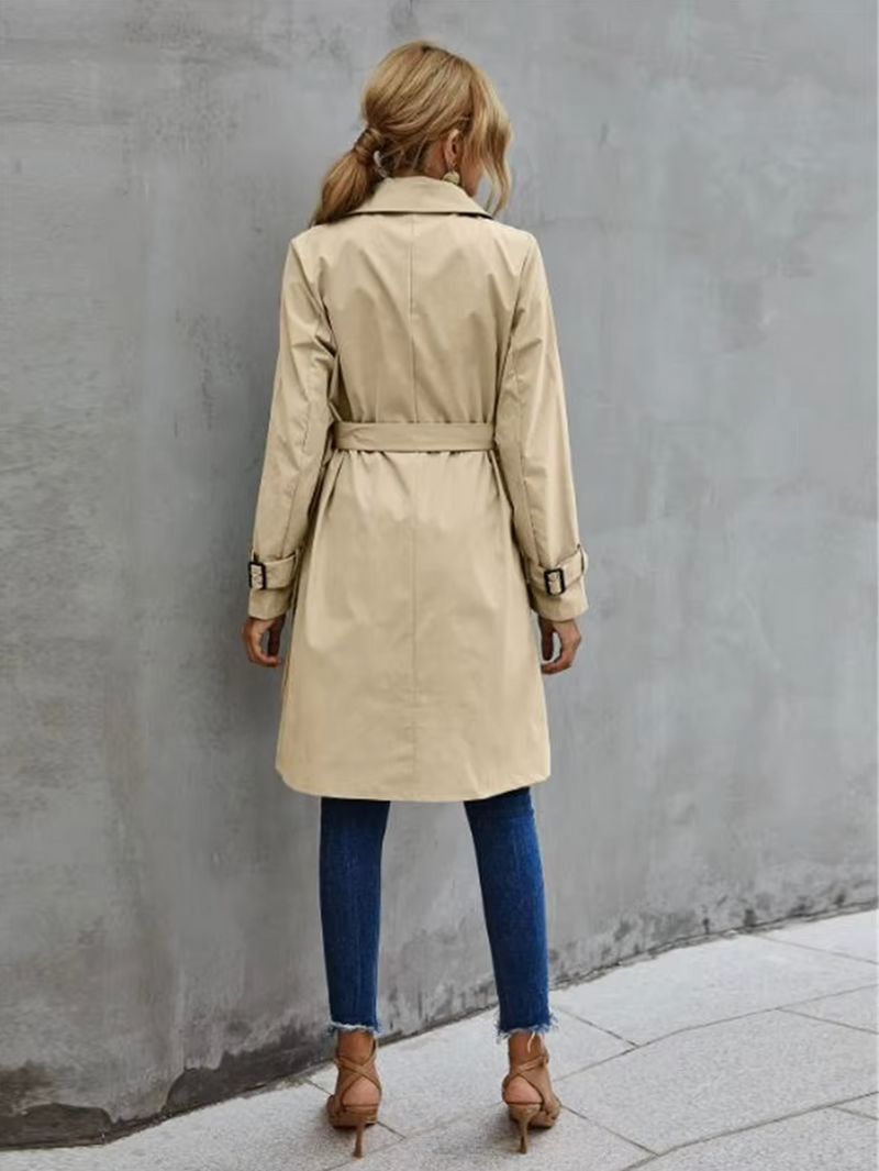 Women's Classic Double-Breasted Trench Coat - Timeless Style & Elegant Fit