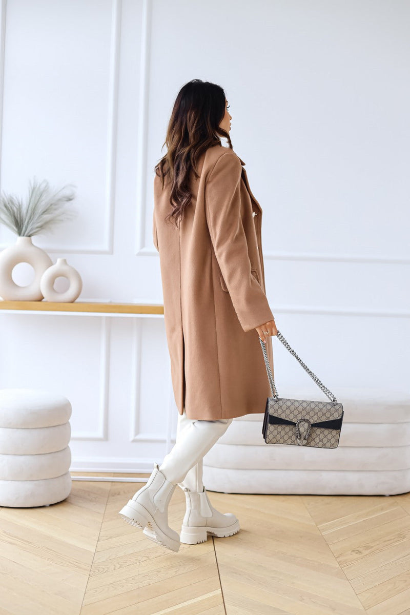 Chic Women's Double-Breasted Long Coat with Elegant Gold Button Accents - Stylish Outerwear for Every Occasion