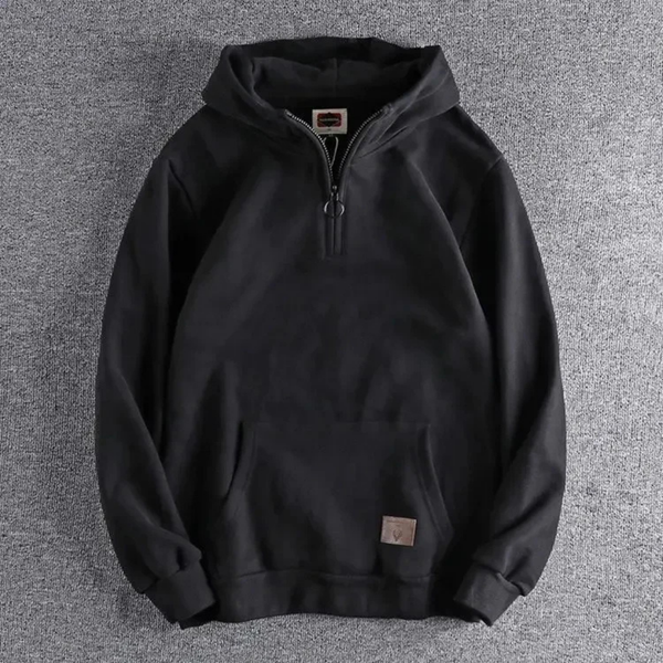 Men's Casual Half-Zip Hoodie with Kangaroo Pocket - Warm & Comfortable Fit for Everyday Wear