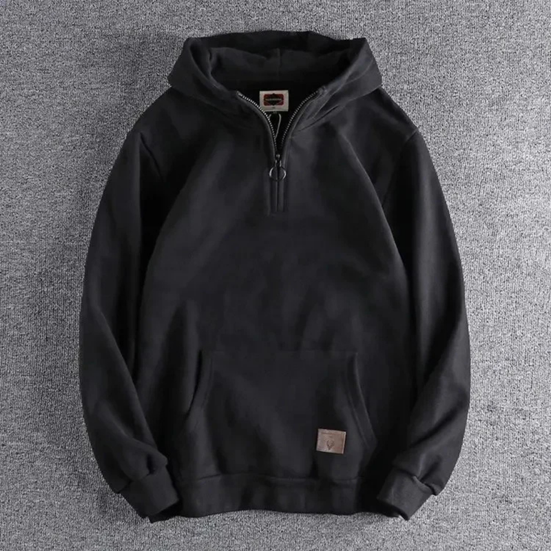 Men's Casual Half-Zip Hoodie with Kangaroo Pocket - Warm & Comfortable Fit for Everyday Wear