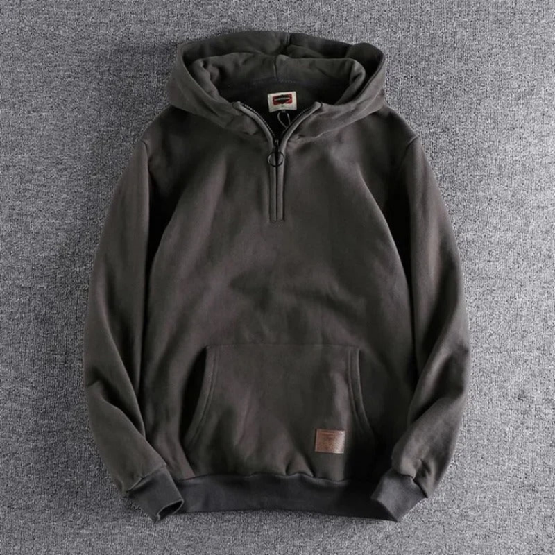 Men's Casual Half-Zip Hoodie with Kangaroo Pocket - Warm & Comfortable Fit for Everyday Wear