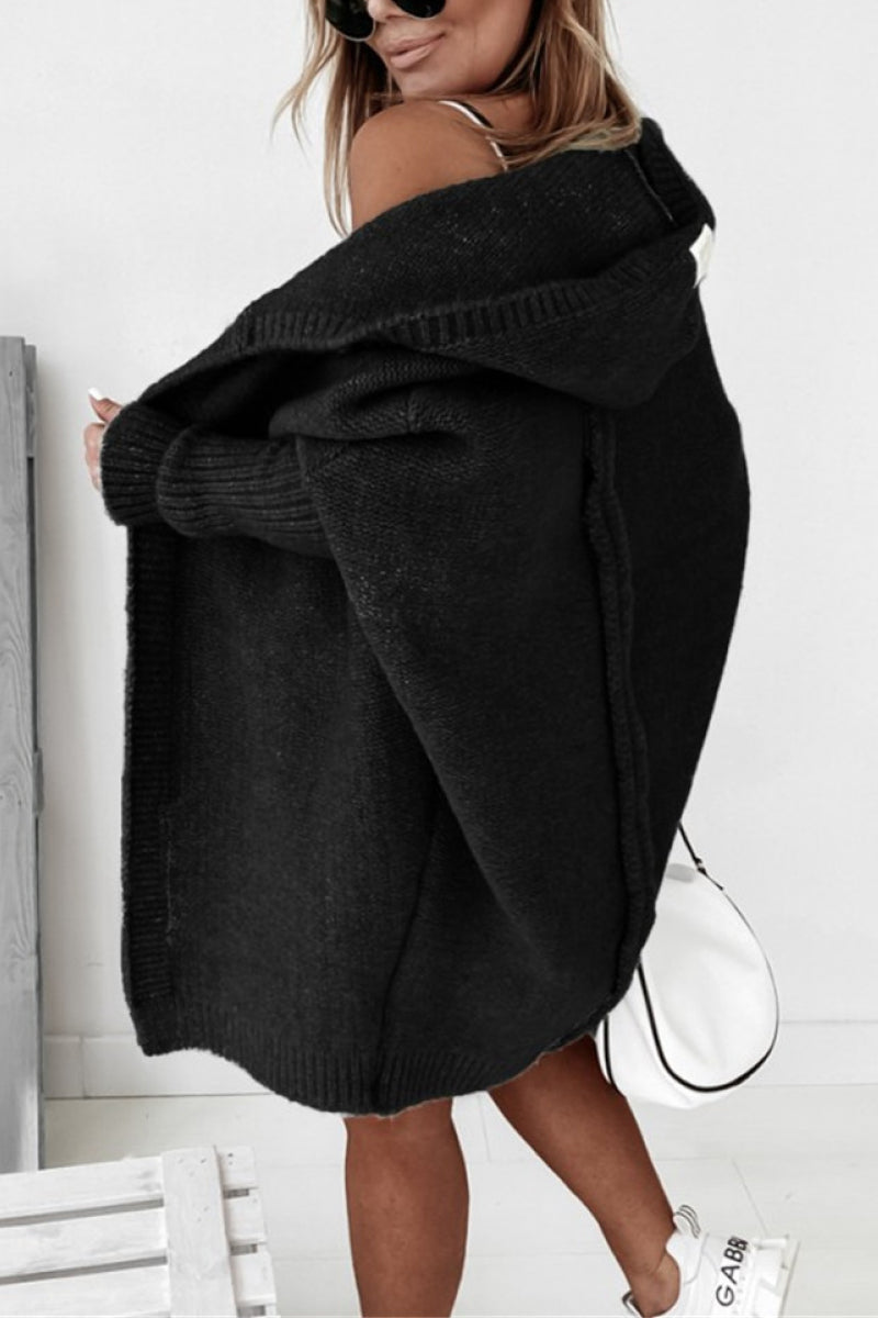 Stylish Women's Knitted Hooded Coat - Cozy & Warm Winter Outerwear