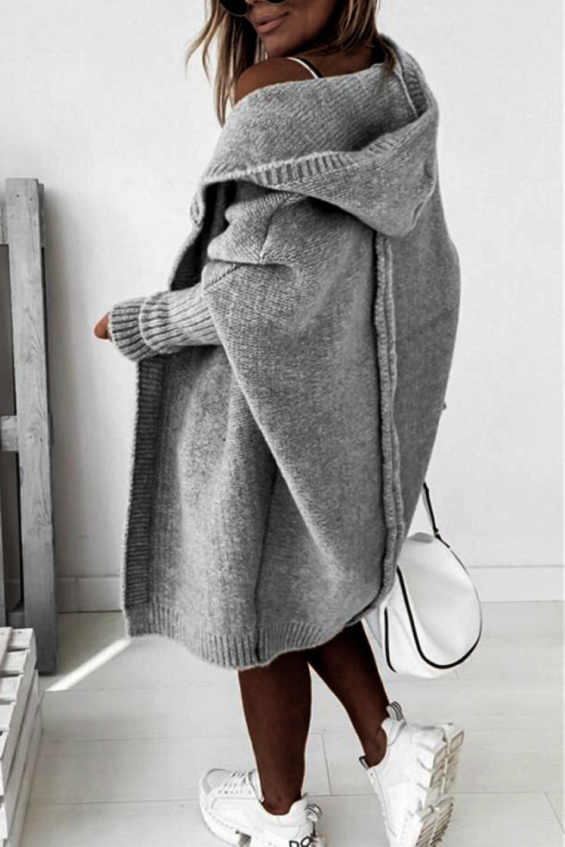 Stylish Women's Knitted Hooded Coat - Cozy & Warm Winter Outerwear