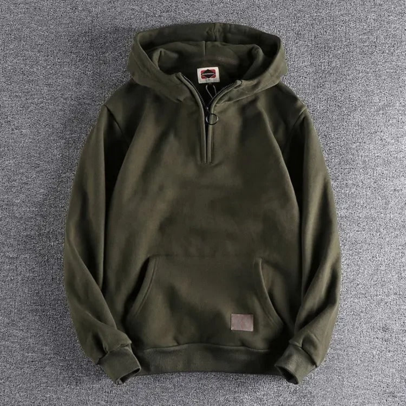 Men's Casual Half-Zip Hoodie with Kangaroo Pocket - Warm & Comfortable Fit for Everyday Wear