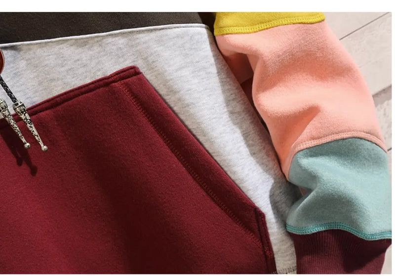 Men's Geometric Colorblock Hoodie with Kangaroo Pocket | Stylish Casual Sweatshirt for Everyday Wear