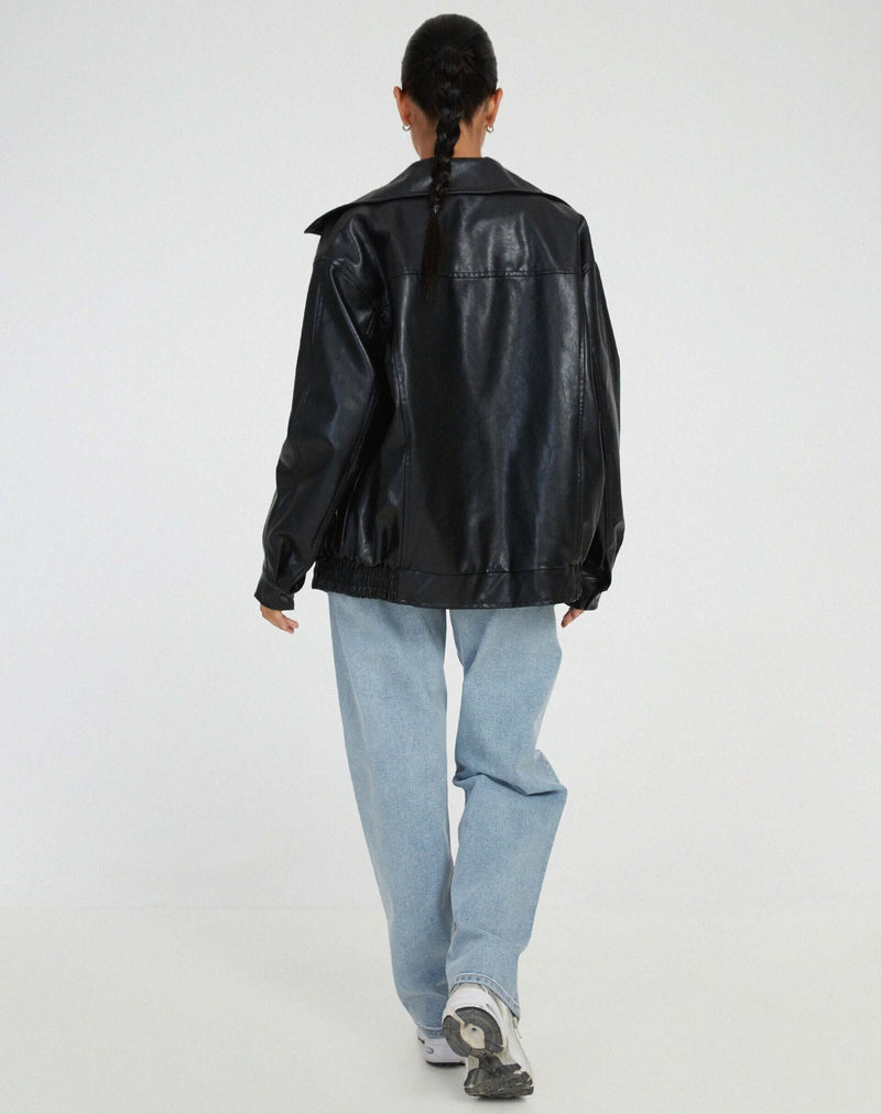 Trendy Oversized Women's Faux Leather Jacket - Stylish & Comfortable Outerwear