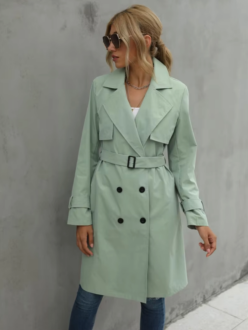 Women's Classic Double-Breasted Trench Coat - Timeless Style & Elegant Fit