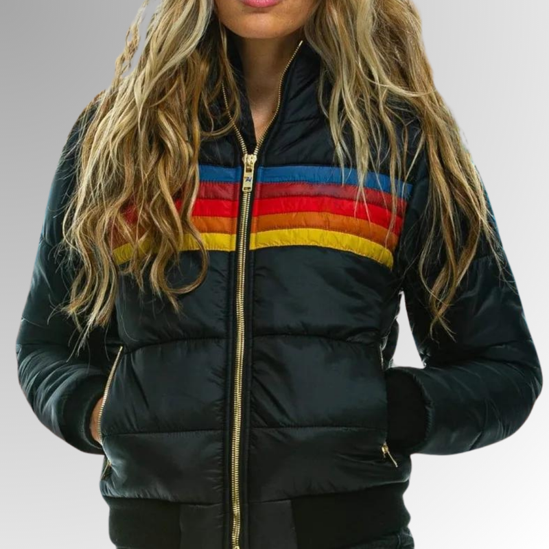 Women's Colorblock Waterproof Puffer Jacket - Hooded Winter Coat for Ultimate Warmth and Style