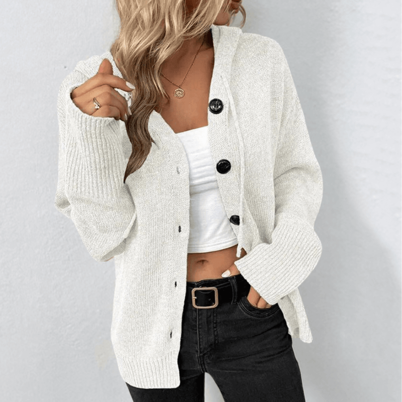 Women's Cozy Relaxed Fit Button-Up Knit Cardigan - Soft & Stylish Layering Essential