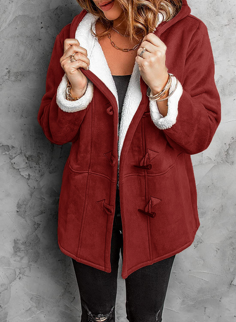 Women's Cozy Toggle Winter Coat with Hood & Insulated Lining - Perfect for Cold Weather