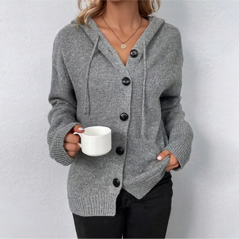 Women's Cozy Relaxed Fit Button-Up Knit Cardigan - Soft & Stylish Layering Essential