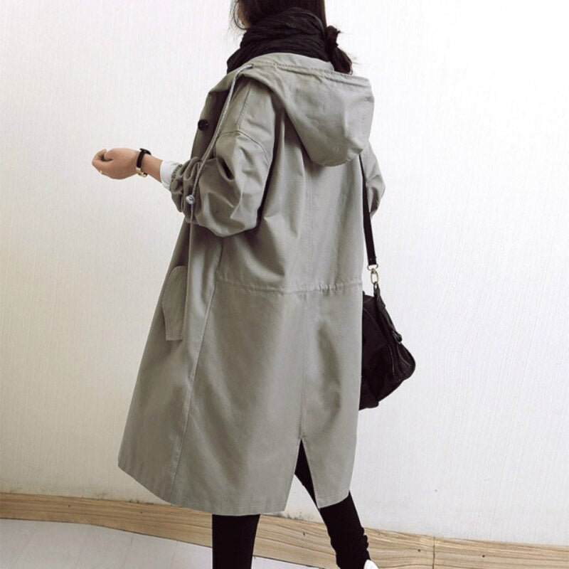 Stylish Women's Lightweight Long Hooded Trench Coat - Perfect for All Seasons