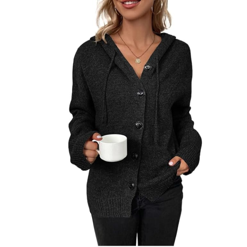 Women's Cozy Relaxed Fit Button-Up Knit Cardigan - Soft & Stylish Layering Essential