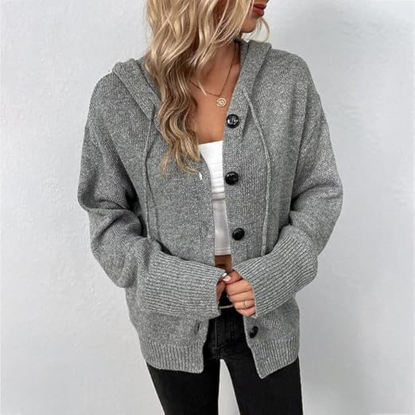 Women's Cozy Relaxed Fit Button-Up Knit Cardigan - Soft & Stylish Layering Essential