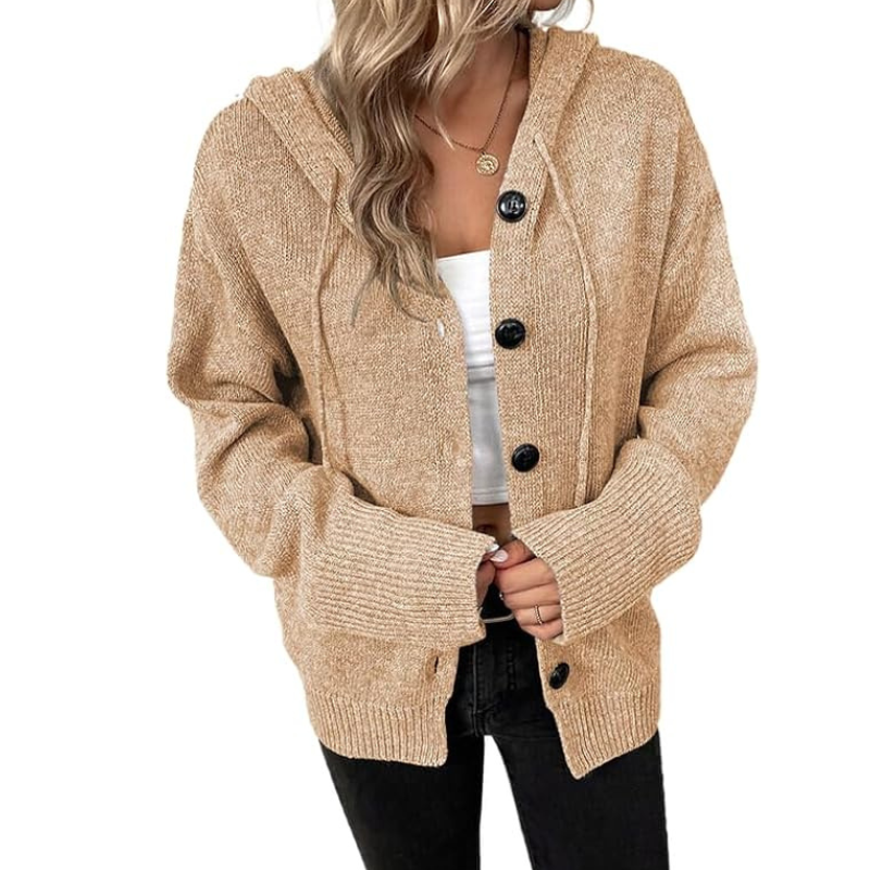 Women's Cozy Relaxed Fit Button-Up Knit Cardigan - Soft & Stylish Layering Essential