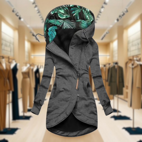 Women's Lightweight Hooded Rain Jacket with Asymmetric Zip - Waterproof & Stylish Outdoor Wear