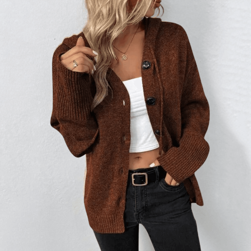 Women's Cozy Relaxed Fit Button-Up Knit Cardigan - Soft & Stylish Layering Essential