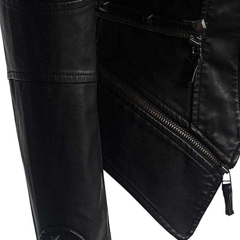 Stylish Women's PU Leather Jacket with Studded Details - Trendy & Durable Outerwear