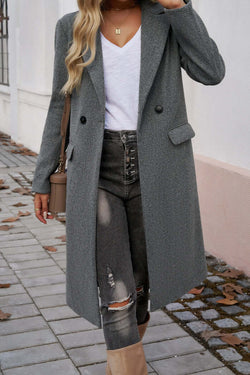 Elegant Women's Double Breasted Long Coat - Stylish & Warm Outerwear for Fall & Winter