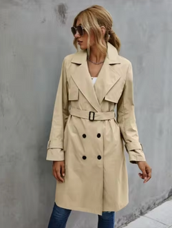 Women's Classic Double-Breasted Trench Coat - Timeless Style & Elegant Fit