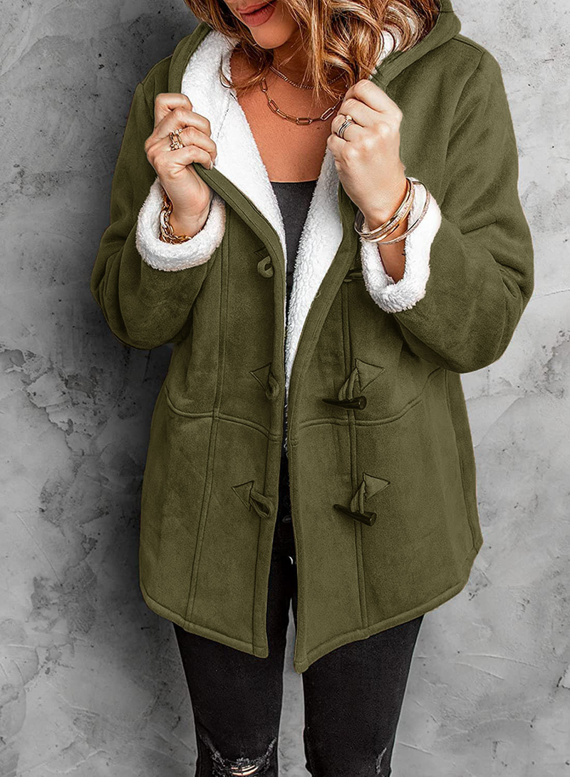 Women's Cozy Toggle Winter Coat with Hood & Insulated Lining - Perfect for Cold Weather