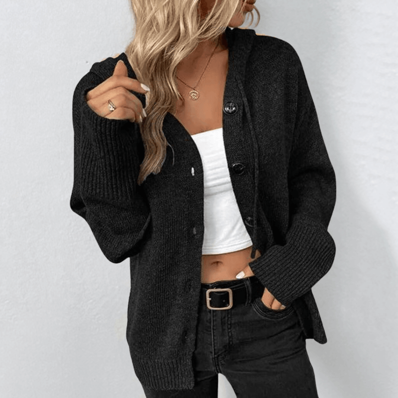 Women's Cozy Relaxed Fit Button-Up Knit Cardigan - Soft & Stylish Layering Essential