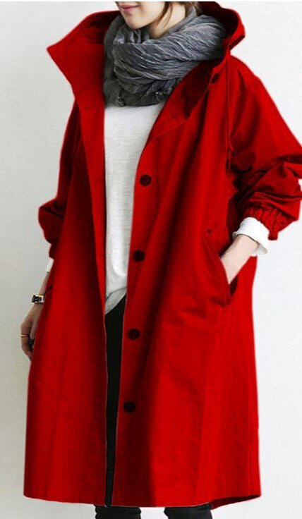 Stylish Women's Lightweight Long Hooded Trench Coat - Perfect for All Seasons